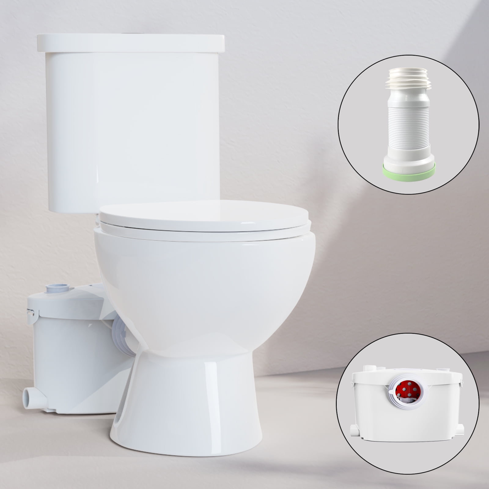 Macerating Upflush Toilet For Basement With 600 Watt Macerator Pump, Ac