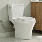 MaceratingFlo 18 Inch Two-Piece Rear Outlet Toilet, Skirted Design & Elongated Bowl, Back Discharge Toilet with 1.28 GPF, P-Trap and Two Extension Pipes