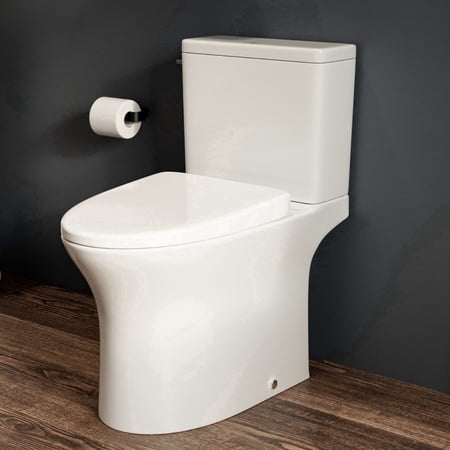 MaceratingFlo Rear Outlet Toilet with Tornado Flush, Back Discharge Toilet with Soft-Close Seat, 7" Rough-In, Extension Pipes Included