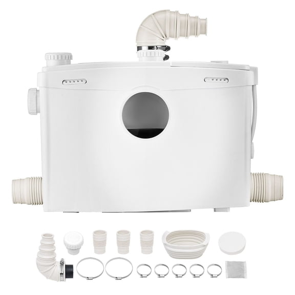 Macerator Pump 1200W GPM Sewage Ejector with 4 Inlets - Toilet, Basement, Shower Waste Disposal Upflush Machine, 33ft Head