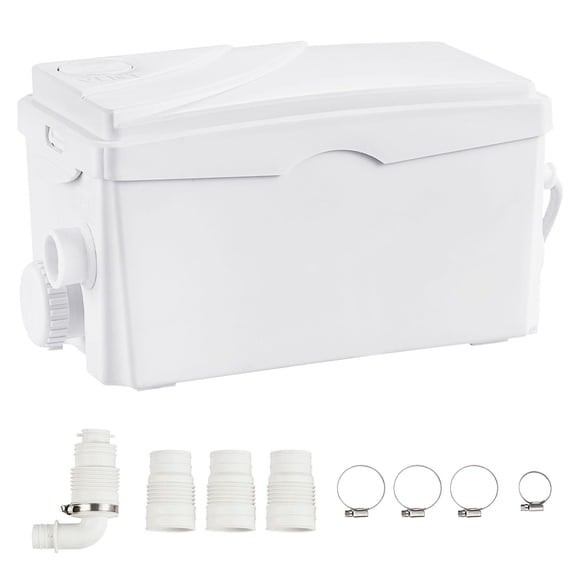 Macerator Pump 350W 6000L/h Flow 23ft Head, Sewage Sump with 3 Inlets for Basement Kitchen Shower Bathtub Laundry Waste Water Upflush