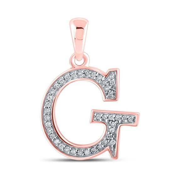 Macey Worldwide Jewelry 10k Rose Gold Diamond Initial G Letter Pendant 1/12 Ctw