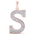 thumbnail image 1 of Macey Worldwide Jewelry 10k Rose Gold Diamond Initial S Letter Pendant 1/10 Ctw, 1 of 2