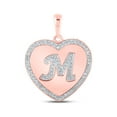 thumbnail image 1 of Macey Worldwide Jewelry 10k Rose Gold Diamond Lovely Heart M Letter Pendant 1/4 Ctw, 1 of 2