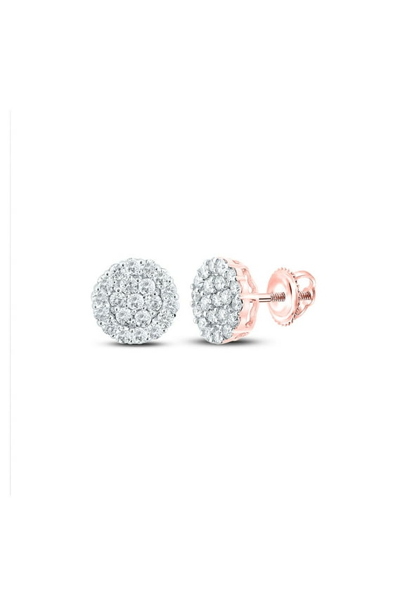 10k Rose Gold Mens Diamond Earrings 1-3/8 Ctw