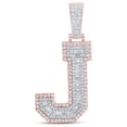 thumbnail image 1 of Macey Worldwide Jewelry 10k Two-tone Gold Mens Baguette Diamond J Initial Letter Charm Pendant 1-3/8 Ctw, 1 of 2
