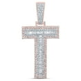 thumbnail image 1 of Macey Worldwide Jewelry 10k Two-tone Gold Mens Baguette Diamond T Initial Letter Charm Pendant 1-3/8 Ctw, 1 of 2
