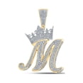 thumbnail image 1 of Macey Worldwide Jewelry 10k Two-tone Gold Mens Diamond Crown M Letter Charm Pendant 1-3/4 Ctw, 1 of 2