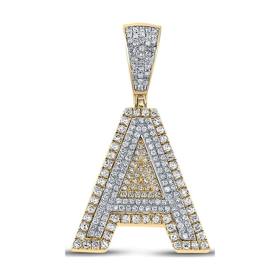 Macey Worldwide Jewelry 10k Two-tone Gold Mens Diamond Initial A Letter Charm Pendant 3/4 Ctw