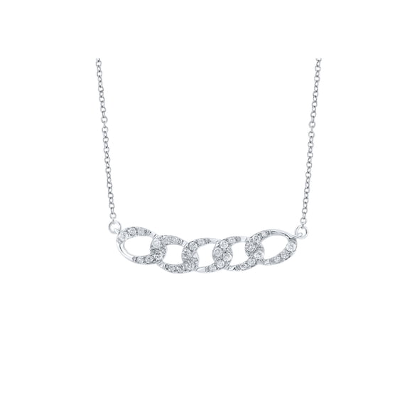 Macey Worldwide Jewelry 10k White Gold Diamond Cuban Link Fashion Necklace 1/4 Ctw