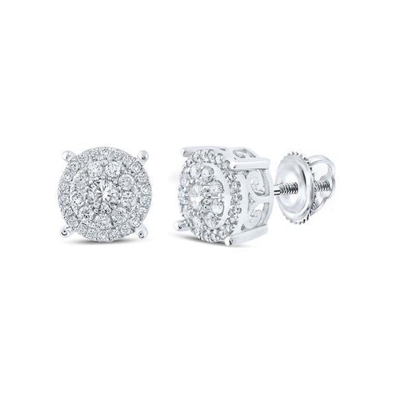 Macey Worldwide Jewelry 10k White Gold Diamond Earrings 1/2 Ctw