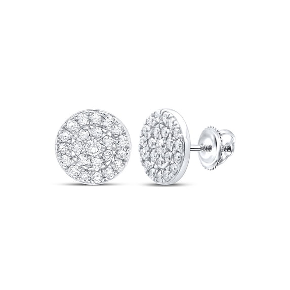 Macey Worldwide Jewelry 10k White Gold Diamond Earrings 1 Ctw