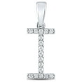 thumbnail image 1 of Macey Worldwide Jewelry 10k White Gold Diamond I Initial Letter Pendant 1/8 Ctw, 1 of 3