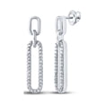 thumbnail image 1 of Macey Worldwide Jewelry 10k White Gold Diamond Oblong Dangle Earrings 1/5 Ctw, 1 of 2