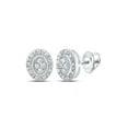 thumbnail image 1 of Macey Worldwide Jewelry 10k White Gold Diamond Oval Earrings 1/10 Ctw, 1 of 2