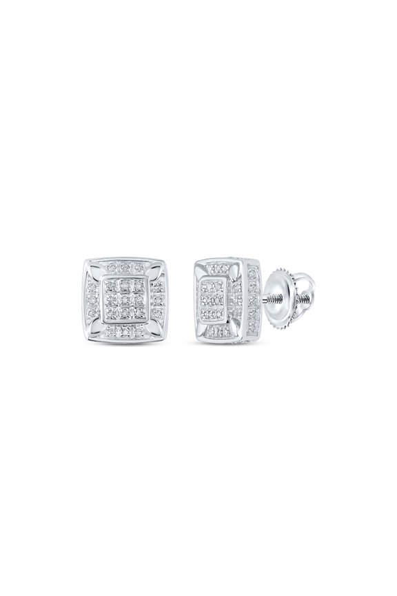 10k White Gold Diamond Square Earrings 1/4 Ctw