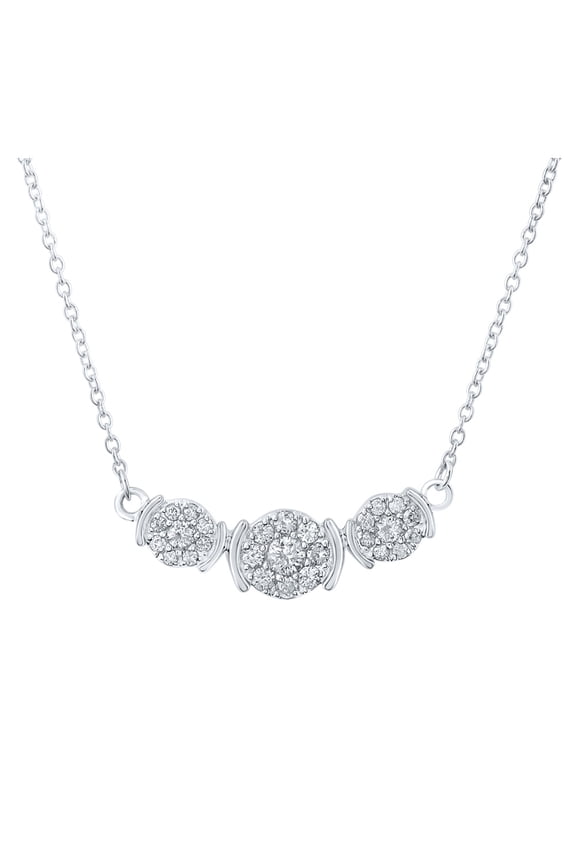 10k White Gold Diamond Triple Necklace 1/4 Ctw