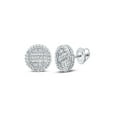 thumbnail image 1 of Macey Worldwide Jewelry 10k White Gold Mens Baguette Diamond Circle Earrings 1/2 Ctw, 1 of 2