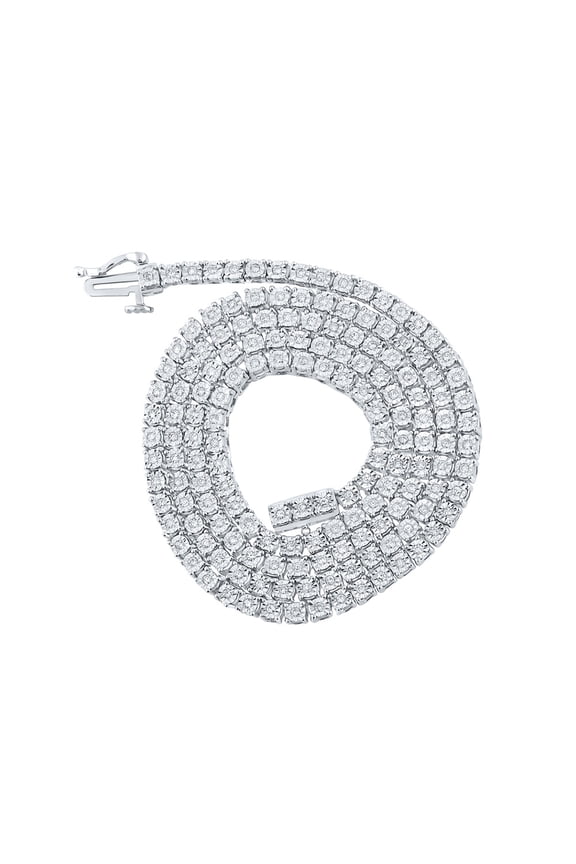 10k White Gold Mens Diamond 18-inch Link Chain Necklace 1 Ctw