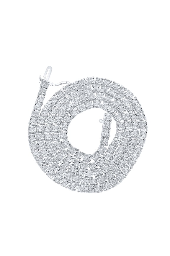 10k White Gold Mens Diamond 22-inch Link Chain Necklace 4-3/4 Ctw