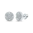 thumbnail image 1 of Macey Worldwide Jewelry 10k White Gold Mens Diamond Circle Earrings 1/6 Ctw, 1 of 2