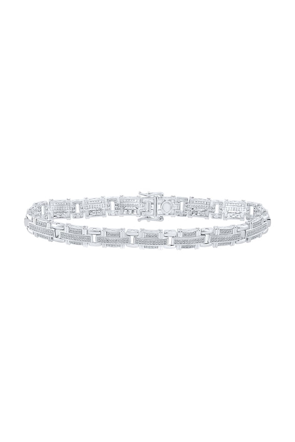 10k White Gold Mens Diamond Link Bracelet 1-1/4 Ctw