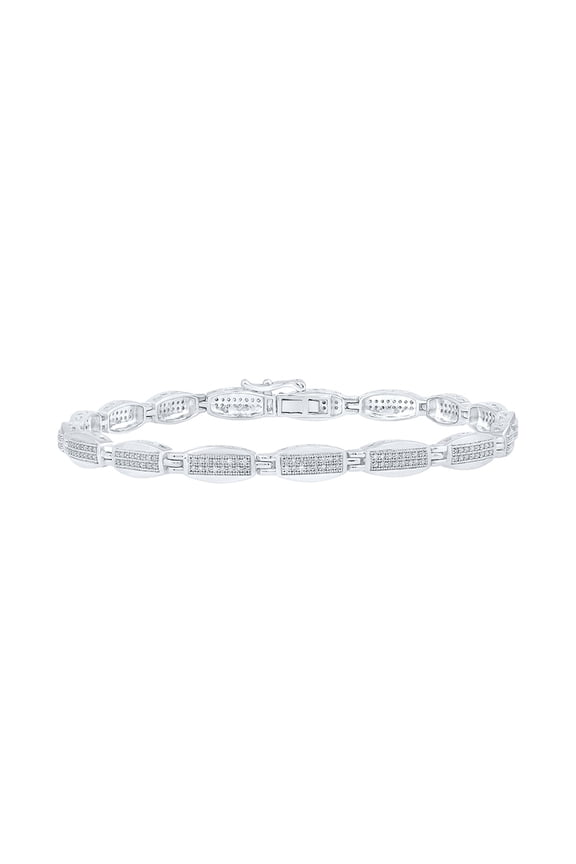 10k White Gold Mens Diamond Link Bracelet 3/4 Ctw