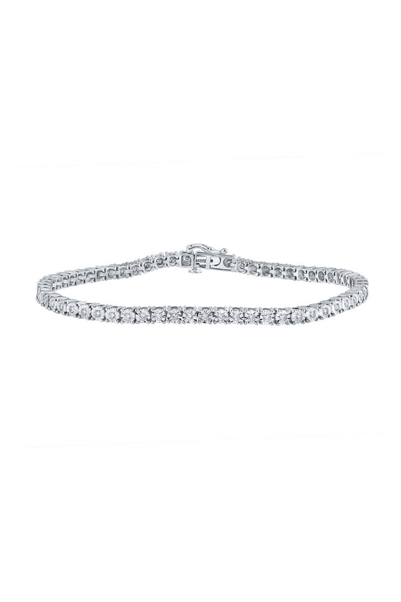 10k White Gold Mens Diamond Stunning Tennis Bracelet 1-1/4 Ctw