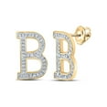 thumbnail image 1 of Macey Worldwide Jewelry 10k Yellow Gold Diamond B Initial Letter Earrings 1/6 Ctw, 1 of 2