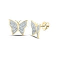 thumbnail image 1 of Macey Worldwide Jewelry 10k Yellow Gold Diamond Butterfly Bug Earrings 1/4 Ctw, 1 of 2