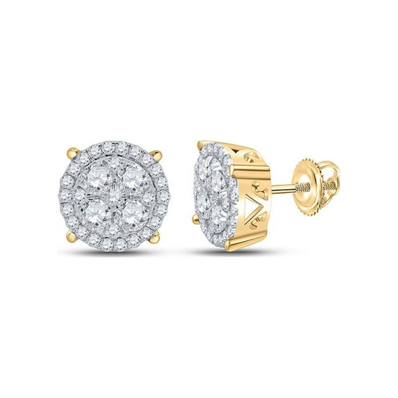 Macey Worldwide Jewelry 10k Yellow Gold Diamond Earrings 1 Ctw