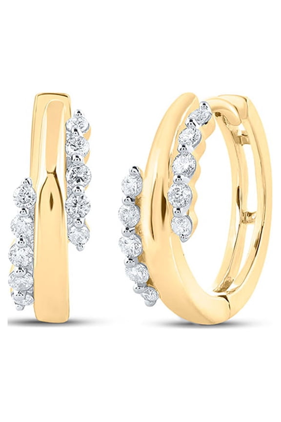 10k Yellow Gold Diamond Hoop Earrings 1/5 Ctw