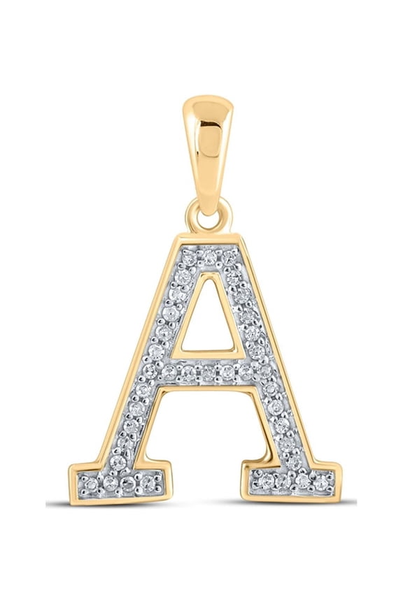 10k Yellow Gold Diamond Initial A Letter Pendant 1/12 Ctw