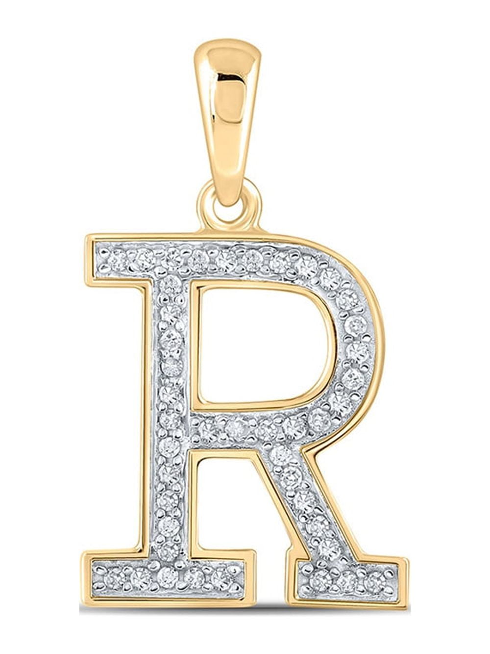 MACEY WORLDWIDE JEWELRY 10k Yellow Gold Diamond Initial R Letter Pendant 1/12 Ctw