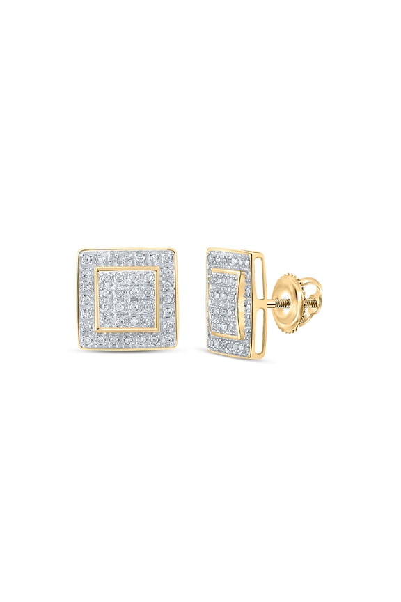 10k Yellow Gold Diamond Square Earrings 1/5 Ctw