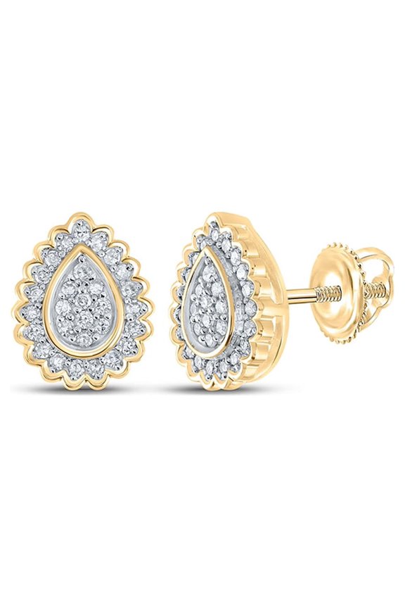 10k Yellow Gold Diamond Teardrop Earrings 1/4 Ctw