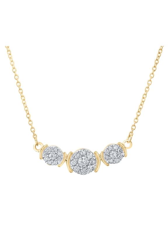 10k Yellow Gold Diamond Triple Necklace 1/4 Ctw