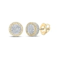 thumbnail image 1 of Macey Worldwide Jewelry 10k Yellow Gold Mens Baguette Diamond Circle Earrings 5/8 Ctw, 1 of 2