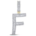 thumbnail image 1 of Macey Worldwide Jewelry 10k Yellow Gold Mens Baguette Diamond Initial F Letter Charm Pendant 3/4 Ctw, 1 of 3
