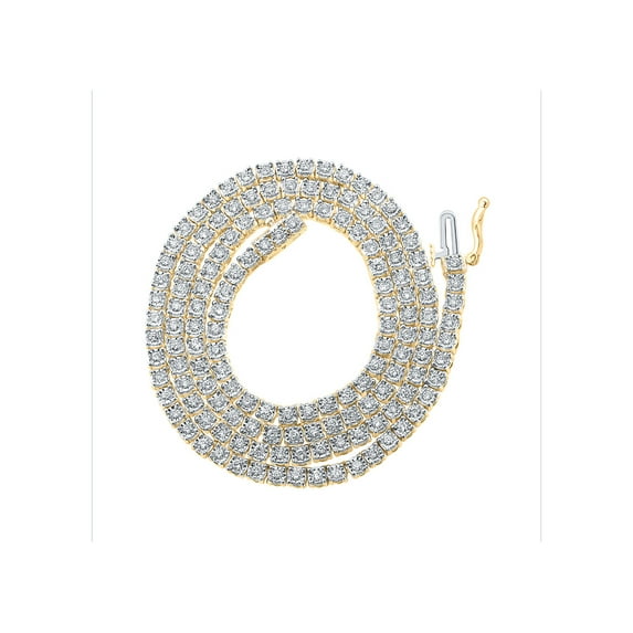 Macey Worldwide Jewelry 10k Yellow Gold Mens Diamond 18-inch Link Chain Necklace 2-3/4 Ctw