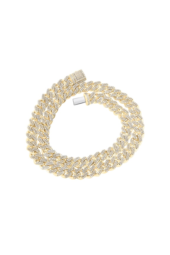 10k Yellow Gold Mens Diamond 20-inch Cuban Link Chain Necklace 11-3/8 Ctw