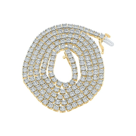 Macey Worldwide Jewelry 10k Yellow Gold Mens Diamond 22-inch Link Chain Necklace 4-1/5 Ctw