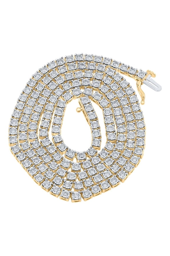 10k Yellow Gold Mens Diamond 22-inch Link Chain Necklace 4-1/5 Ctw