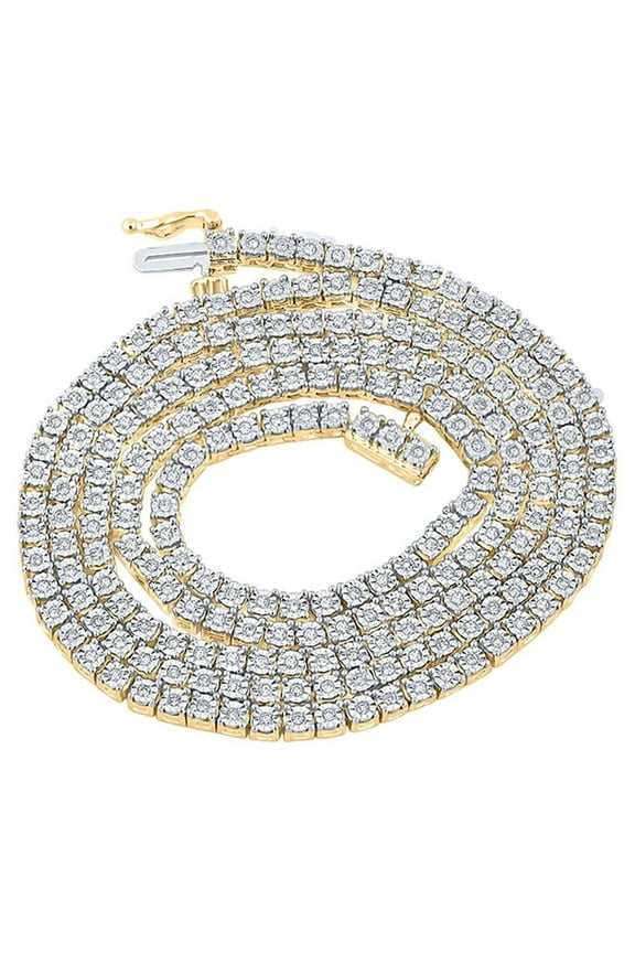 10k Yellow Gold Mens Diamond 24" Chain 24" Chain Necklace 1-1/2 Ctw