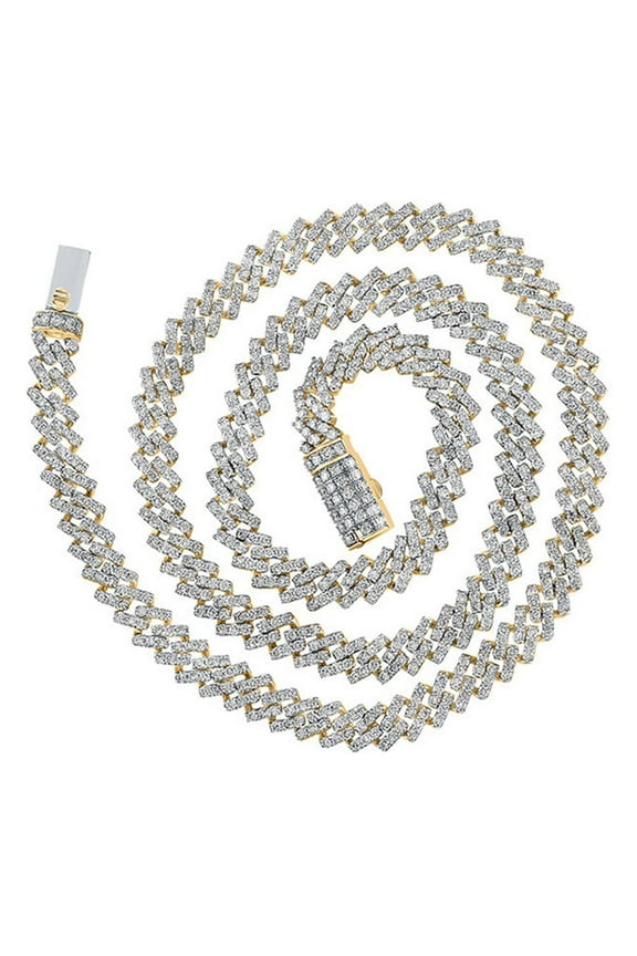 10k Yellow Gold Mens Diamond 24-inch Link Chain Necklace 22-1/3 Ctw