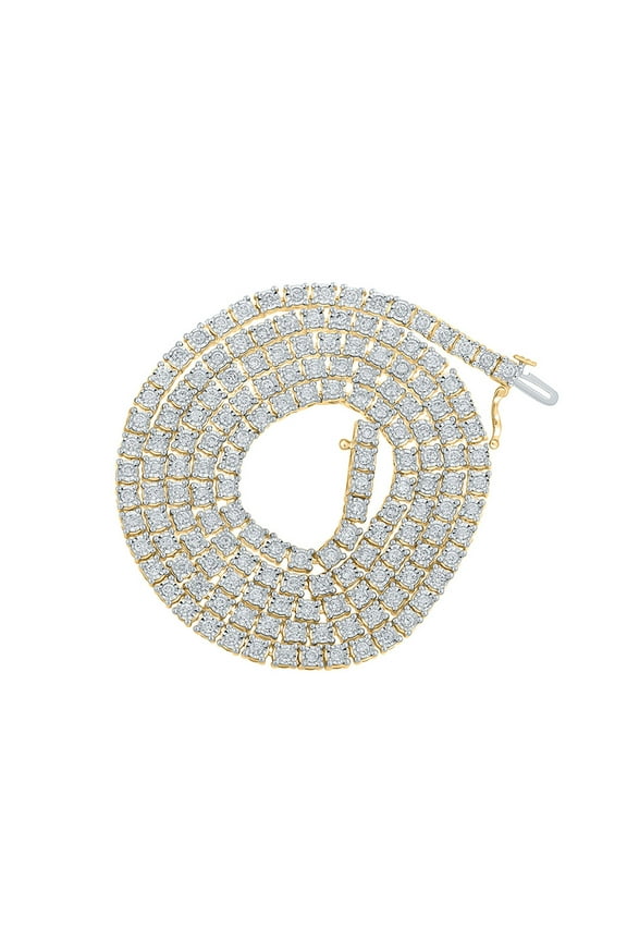 10k Yellow Gold Mens Diamond 24-inch Link Chain Necklace 5-1/4 Ctw