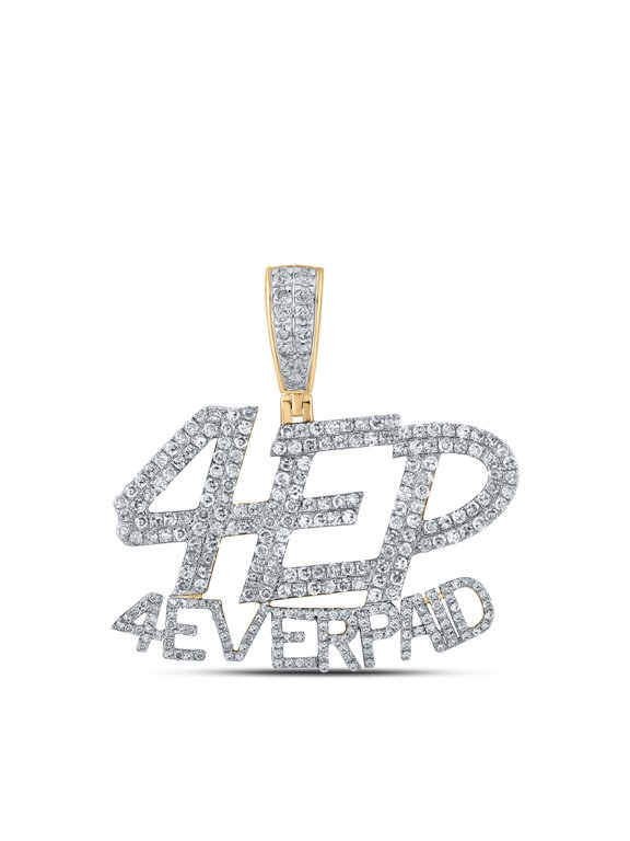 10k Yellow Gold Mens Diamond 4 Ever Paid Charm Pendant 1-3/4 Ctw