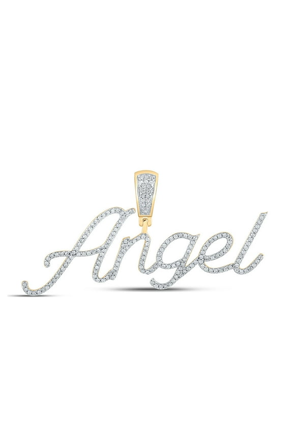 10k Yellow Gold Mens Diamond Angel Name Charm Pendant 1/2 Ctw