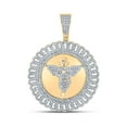 thumbnail image 1 of Macey Worldwide Jewelry 10k Yellow Gold Mens Diamond Cherub Circle Charm Pendant 1-1/3 Ctw, 1 of 2