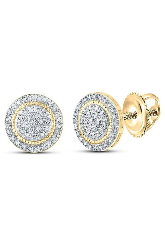 10k Yellow Gold Mens Diamond Circle Earrings 1/4 Ctw
